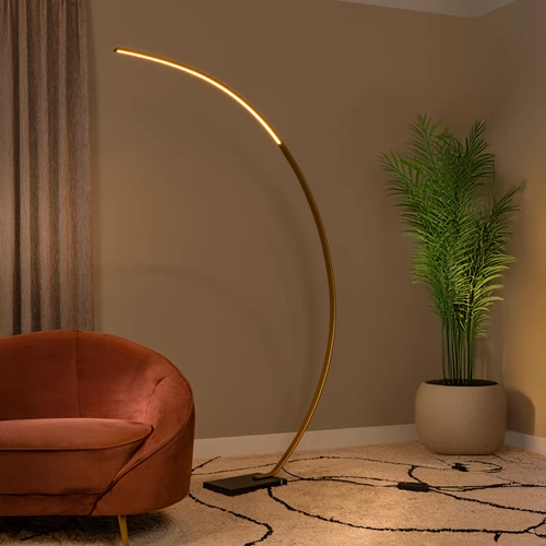 Lucide CURVE - Lámpara de arco - LED Regul. - 1x15W 2700K - Oro mate / Latón - ambiente 1